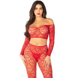 LEG AVENUE - CROP TOP + STRÜMPFE ROT EINHEITSGRÖSSE – D-242035 – Produktansicht 2