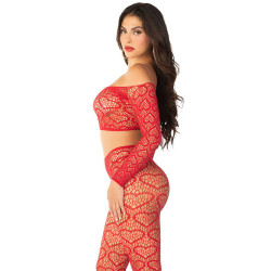 LEG AVENUE - CROP TOP + STRÜMPFE ROT EINHEITSGRÖSSE – D-242035 – Produktansicht 3