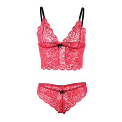 SUBBLIME - 953904 NACHTHEMD + HÖSCHEN AUS SEIDE UND SPITZE ROT L/XL – Produktansicht 7