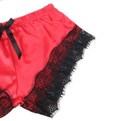 SUBBLIME - 953959 LÄSSIGE SEIDENNACHTHEMD + SPITZENHOSE SCHWARZ/ROT S/M – Produktansicht 7