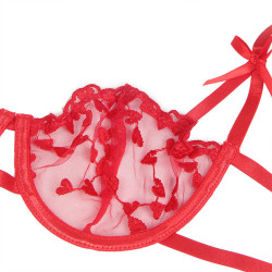 SUBBLIME - 954321 BH + STRING + STRUMPFGÜRTEL MIT HERZDRUCK ROT S/M – Produktansicht 7