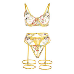 SUBBLIME - 954352 BH + STRING + STRUMPFGÜRTEL BLUMENDESIGN GELB L/XL – Produktansicht 6