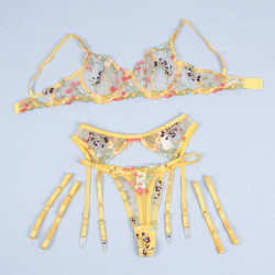 SUBBLIME - 954352 BH + STRING + STRUMPFGÜRTEL BLUMENDESIGN GELB L/XL – Produktansicht 7