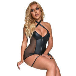 SUBBLIME - 954444 SEXY MESH KLEID LEDER SCHWARZ S/M – Produktansicht 3
