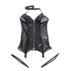 SUBBLIME - 954451 SEXY MESH KLEID LEDER SCHWARZ L/XL – Produktansicht 5