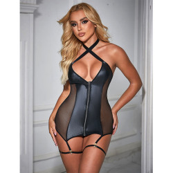 SUBBLIME - 954451 SEXY MESH KLEID LEDER SCHWARZ L/XL – Produktansicht 9
