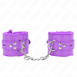 KINK - PELZGEFÜTTERTE HANDGELENKFESSELN MIT QUADRATISCHEN LÖCHERN, LILA UND LILA GÜRTEL, VERSTELLBAR 17-29 CM… –…