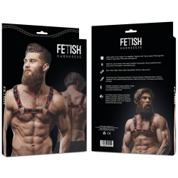 FETISH SUBMISSIVE ATTITUDE - BRUSTHARNESS AUS ÖKOLEDER FÜR HERREN SCHWARZ/ROT – Produktansicht 2