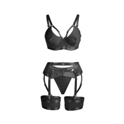 SUBBLIME - 955236 SCHWARZER BONDAGE-BH MIT STRUMPFBAND-SET S/M – Produktansicht 4