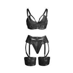 SUBBLIME - 955236 SCHWARZER BONDAGE-BH MIT STRUMPFBAND-SET S/M – Produktansicht 5