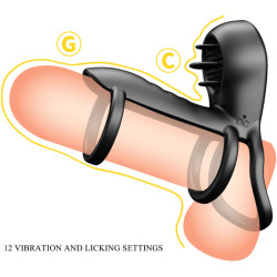 PRETTY LOVE - JAMMY PENIS-HÜLLE 12 VIBRATIONEN MIT WIEDERAUFLADBARER SILIKON-ZUNGE – Produktansicht 10