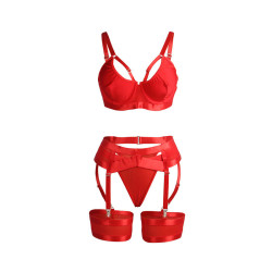 SUBBLIME - 955267 ROTER BONDAGE-BH MIT STRUMPFBAND-SET L/XL – Produktansicht 5