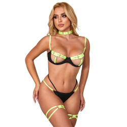 SUBBLIME - 955274 BH-SET MIT HALSKETTE UND BEINDETAILS FLUORESZIERENDES GRÜN S/M – Produktansicht 4