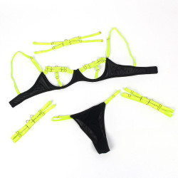 SUBBLIME - 955281 BH-SET MIT HALSKETTE UND BEINDETAILS FLUORESZIERENDES GRÜN L/XL – Produktansicht 7