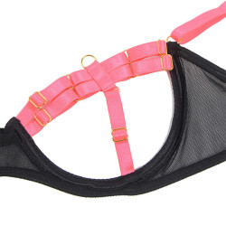 SUBBLIME - 955298 BH-SET MIT HALSKETTE UND BEINDETAILS FLUORESZIERENDES ROSA S/M – Produktansicht 8