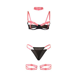 SUBBLIME - 955304 BH-SET MIT HALSKETTE UND BEINDETAILS FLUORESZIERENDES ROSA L/XL – Produktansicht 5