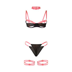 SUBBLIME - 955304 BH-SET MIT HALSKETTE UND BEINDETAILS FLUORESZIERENDES ROSA L/XL – Produktansicht 6