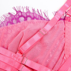 SUBBLIME - 955366 BH-SET MIT SPITZE UND STRUMPFBAND ROSA UND LILA L/XL – Produktansicht 9