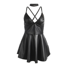 SUBBLIME - 955380 KLEID MIT SCHWARZEN LEDERTRÄGERN L/XL – Produktansicht 5
