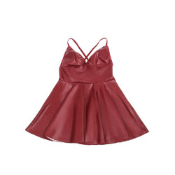 SUBBLIME - 955397 KLEID MIT BURGUNDERROTEN LEDERTRÄGERN S/M – Produktansicht 7