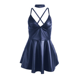 SUBBLIME - 955410 KLEID MIT BLAUEN LEDERTRÄGERN S/M – Produktansicht 5