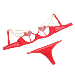 SUBBLIME - 955519 BH-SET MIT KETTEN UND MESH-HERZ ROT S/M – Produktansicht 4