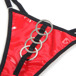 SUBBLIME - 955533 ROTES LACKLEDER-NETZ-ZIPPER-BH-SET S/M – Produktansicht 7