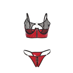 SUBBLIME - 955540 ROTES LACKLEDER-NETZ-ZIPPER-BH-SET L/XL – Produktansicht 4