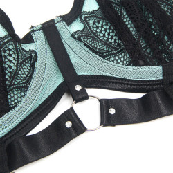 SUBBLIME - 955557 GRÜNES LACKLEDER-NETZ-ZIPPER-BH-SET S/M – Produktansicht 9