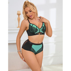 SUBBLIME - 955564 GRÜNES LACKLEDER-NETZ-ZIPPER-BH-SET L/XL – Produktansicht 11