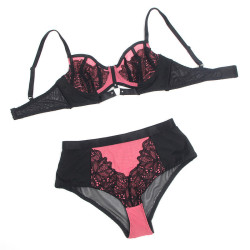 SUBBLIME - 955571 ROSA LACKLEDER MESH ZIPPER BH-SET S/M – Produktansicht 6