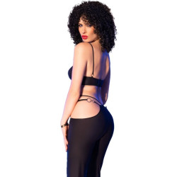 CHILIROSE - CR 4851 SCHWARZES TOP UND LEGGINGS-SET MIT GOLDENEN ACCESSOIRES – Produktansicht 2