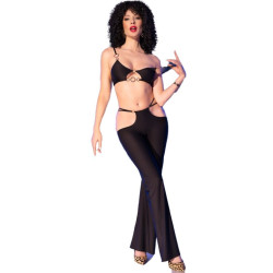 CHILIROSE - CR 4851 SCHWARZES TOP UND LEGGINGS-SET MIT GOLDENEN ACCESSOIRES – Produktansicht 3