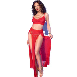 CHILIROSE - CR 4850 ROTES TOP UND LEGGINGS