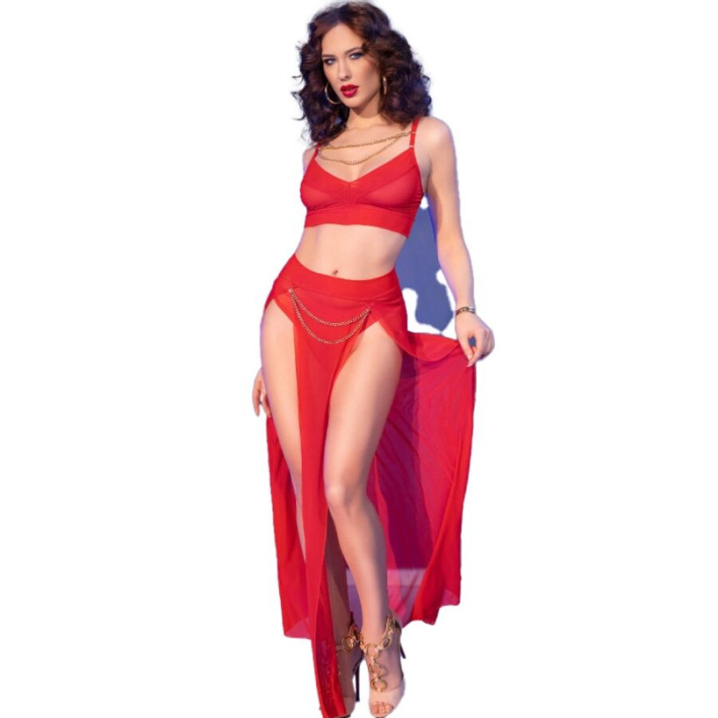 CHILIROSE - CR 4850 ROTES TOP UND LEGGINGS