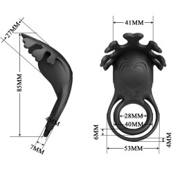 PRETTY LOVE - RUBEN VIBRATORRING 7 VIBRATIONEN SCHWARZES SILIKON – Produktansicht 6