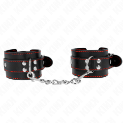KINK - HANDGELENKFESSELN SCHWARZ MIT ROTEM FUTTER VERSTELLBAR 20-28 CM X 5,5 CM – Produktansicht 2