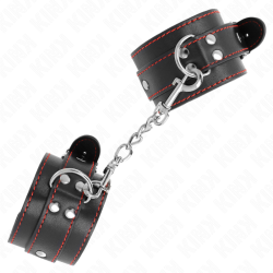 KINK - HANDGELENKFESSELN SCHWARZ MIT ROTEM FUTTER VERSTELLBAR 20-28 CM X 5,5 CM – Produktansicht 3