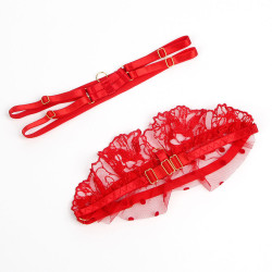 SUBBLIME - 957506 SPITZEN-BH UND STRUMPFBAND-SET ROT S/M – Produktansicht 6