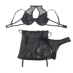 SUBBLIME - 957582 LEDER-BH UND ROCK-SET SCHWARZ S/M – Produktansicht 4
