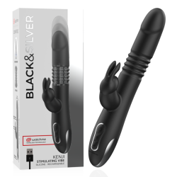 BLACK&SILVER - KENJI RABBIT-VIBRATOR UP & DOWN + WATCHME-FERNBEDIENUNG – Produktansicht 2