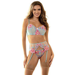 SUBBLIME - 957643 BH- UND STRUMPFGÜRTEL-SET MIT BLUMENSTICKEREI ROSA S/M