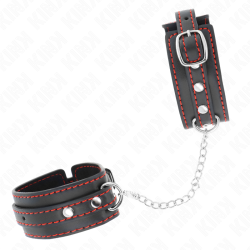 KINK - KLEINE HANDGELENKSFESSELN SCHWARZ MIT ROTEM FUTTER VERSTELLBAR 14-24 CM X 3,5 CM – Produktansicht 3