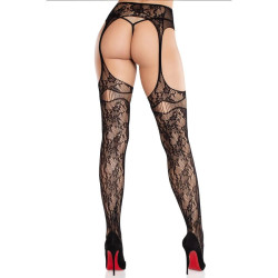 LEG AVENUE - SPITZENSTRÜMPFE MIT STRUMPFBÄNDERN SCHWARZ – Produktansicht 2
