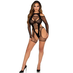 LEG AVENUE - NETZ-BODYSOCKING MIT STRUMPFGÜRTEL UND HARNESS SCHWARZ – Produktansicht 2