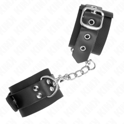 KINK - NYLON HANDGELENKFESSELN SCHWARZ MIT LEDERGURTE SCHWARZ VERSTELLBAR 19-29 CM X 5,1 CM – Produktansicht 3