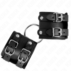 KINK - FESTE HANDGELENKFESSELN MIT RING UND NIETEN VERSTELLBAR SCHWARZ 17-22 CM X 6,5 CM – Produktansicht 3