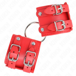 KINK - FESTE HANDGELENKFESSELN MIT RING UND NIETEN VERSTELLBAR ROT 17-22 CM X 6,5 CM – Produktansicht 3