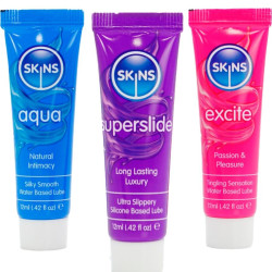 SKINS – VITAL LUBES KIT AQUA, SUPERSLIDE & EXCITE GLEITMITTEL 3 x 12 ML – Produktansicht 2