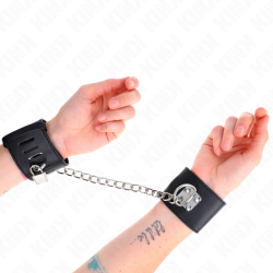 KINK - FESTE HANDGELENKFESSELN MIT KETTE 30 CM UND VORHÄNGESCHLOSS VERSCHLUSS SCHWARZ VERSTELLBAR 16-23 CM X…